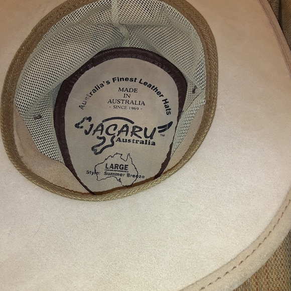 Jacaru Leather Australian Summer Breeze Outback Men's Hat Size: Large Australia - Picture 2 of 3